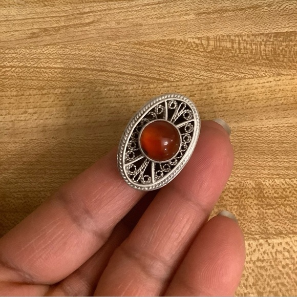 Reuven Israel Jewelry - Reuven Signed Sterling Silver Amber Color Stone Israel Ring Size 6.5 Adjustable